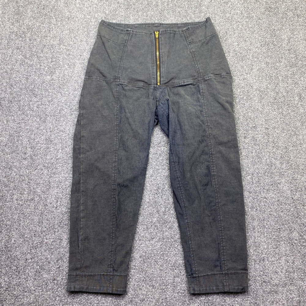 Prairie Underground Womens Gray High Rise Exposed Zip Crop Pants Medium